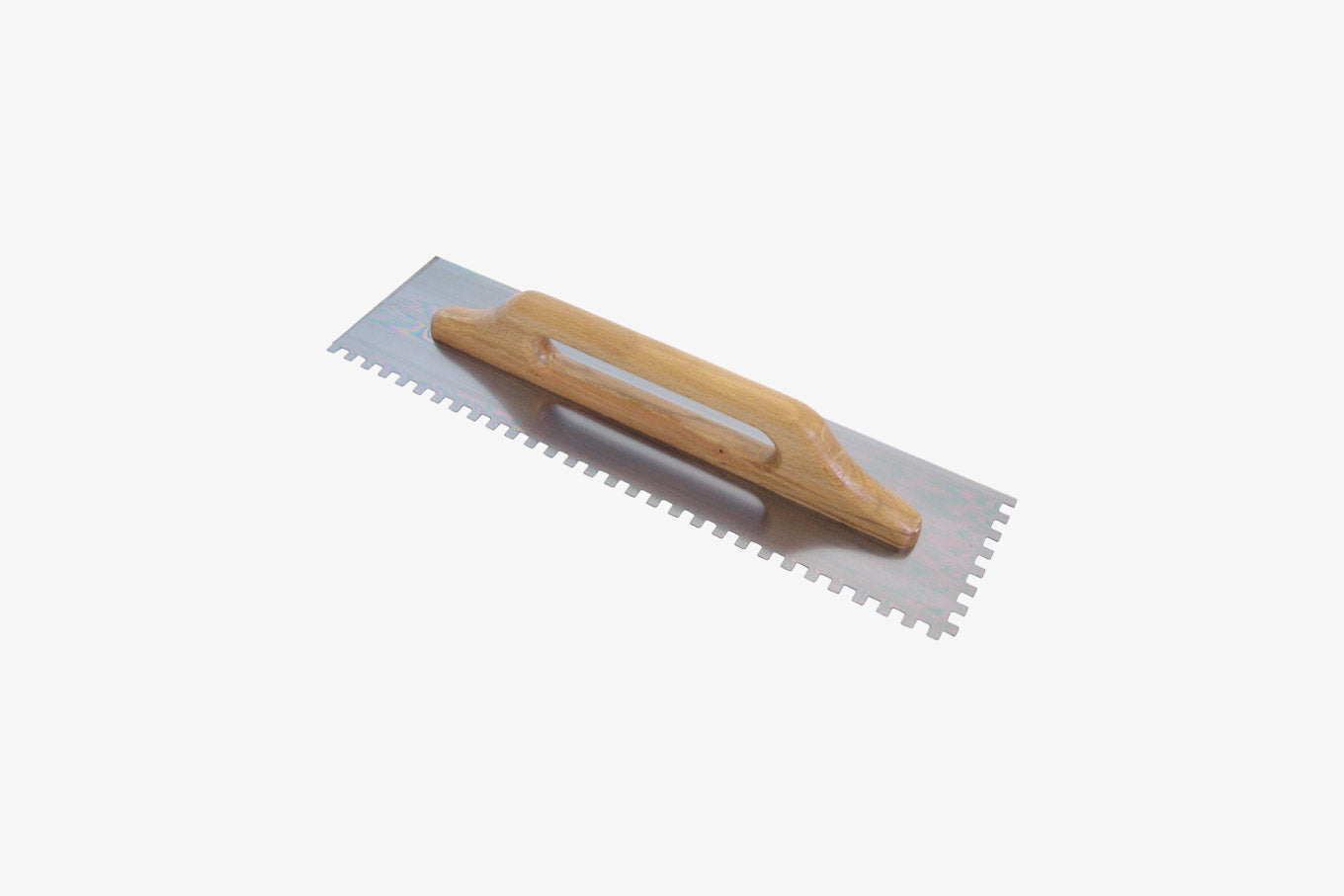Paleta modelo llana dentada, Longitud: 275 x 115 mm, Dentado: 8 x 8 mm, Para la construcción, Mango de madera